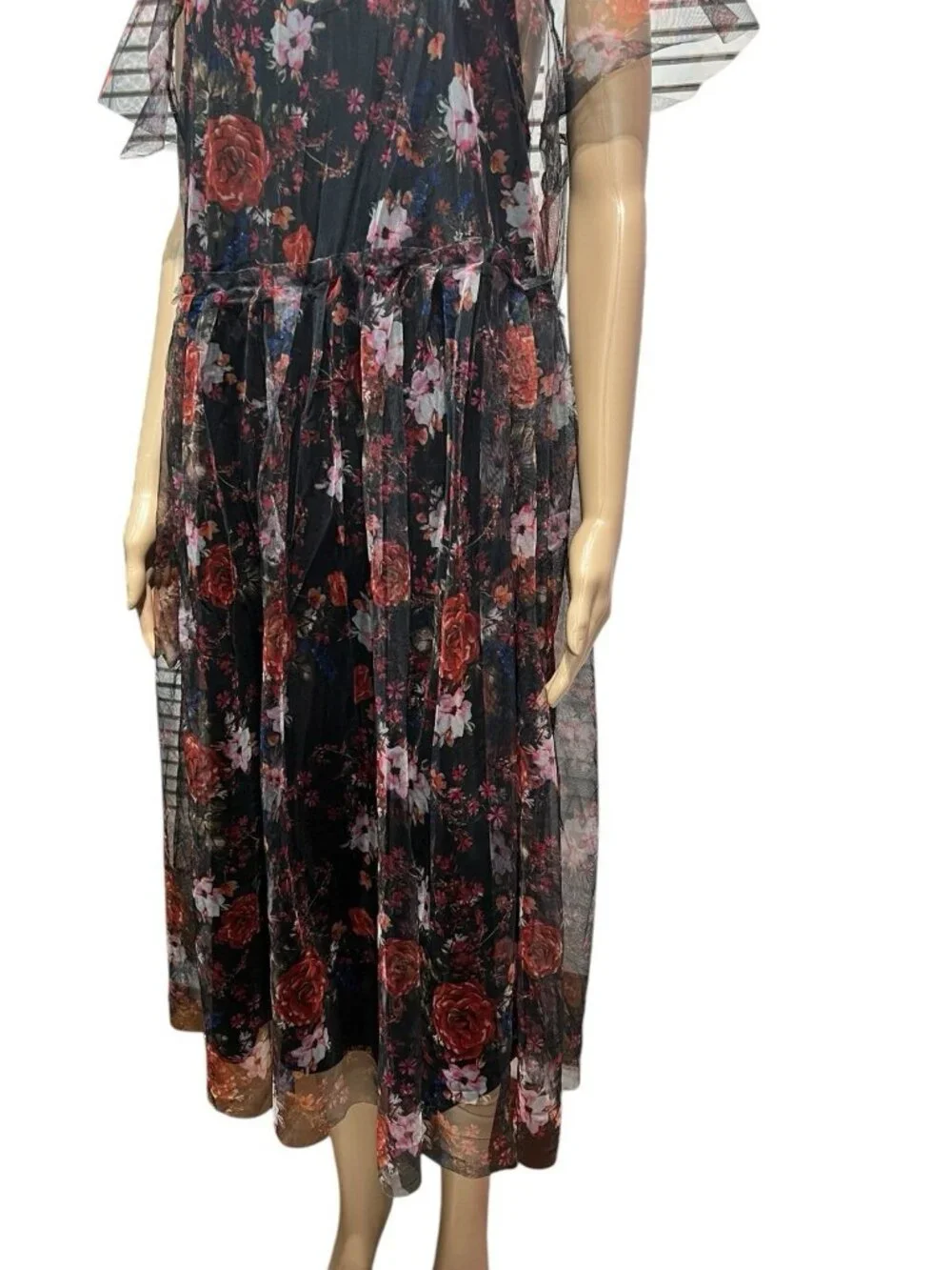 Torrid 2 Dress Plus Size 2X  Multicolor Floral Print Mesh Lined Skater Lace - Picture 8 of 14